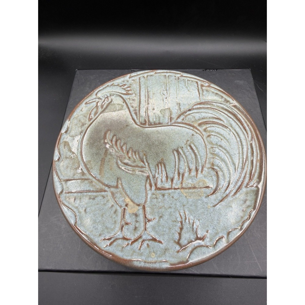 🐓 Vintage Frankoma 94TR Rooster Ceramic Trivet – Brown Glaze – EUC ✨